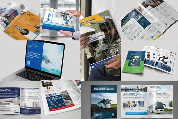 Collage of design showcasing the design we created for the business service B2B market - B2B Business Services Marketing Page