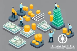 illustration in an isometric form for dream factory account-based marketing services page