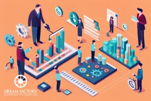 Illustration of an Infographics, Isometric style with marketing concept and B2B lead Nurturing strategy with people interacting